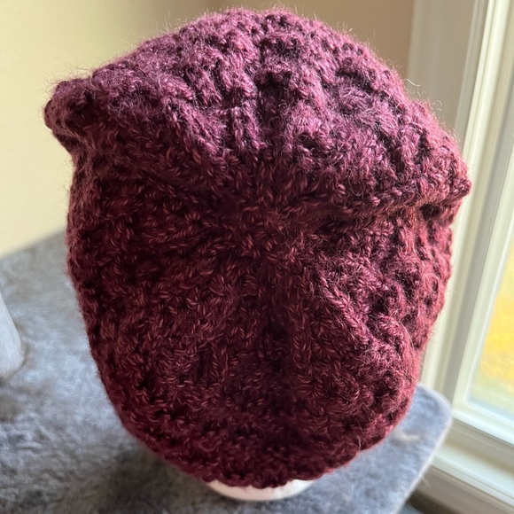 Gorgeous Burgundy Hand Knit Hat - Picture 3 of 4